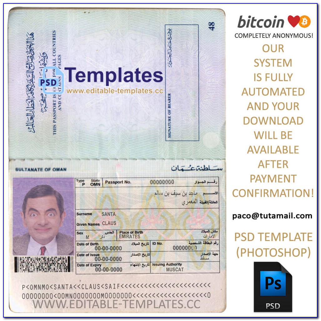 Fake Passport Template Photoshop
