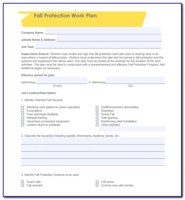 Fall Protection Plan Template For Construction