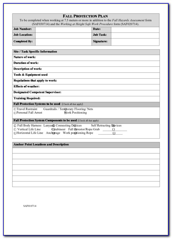 Fall Protection Plan Template Singapore