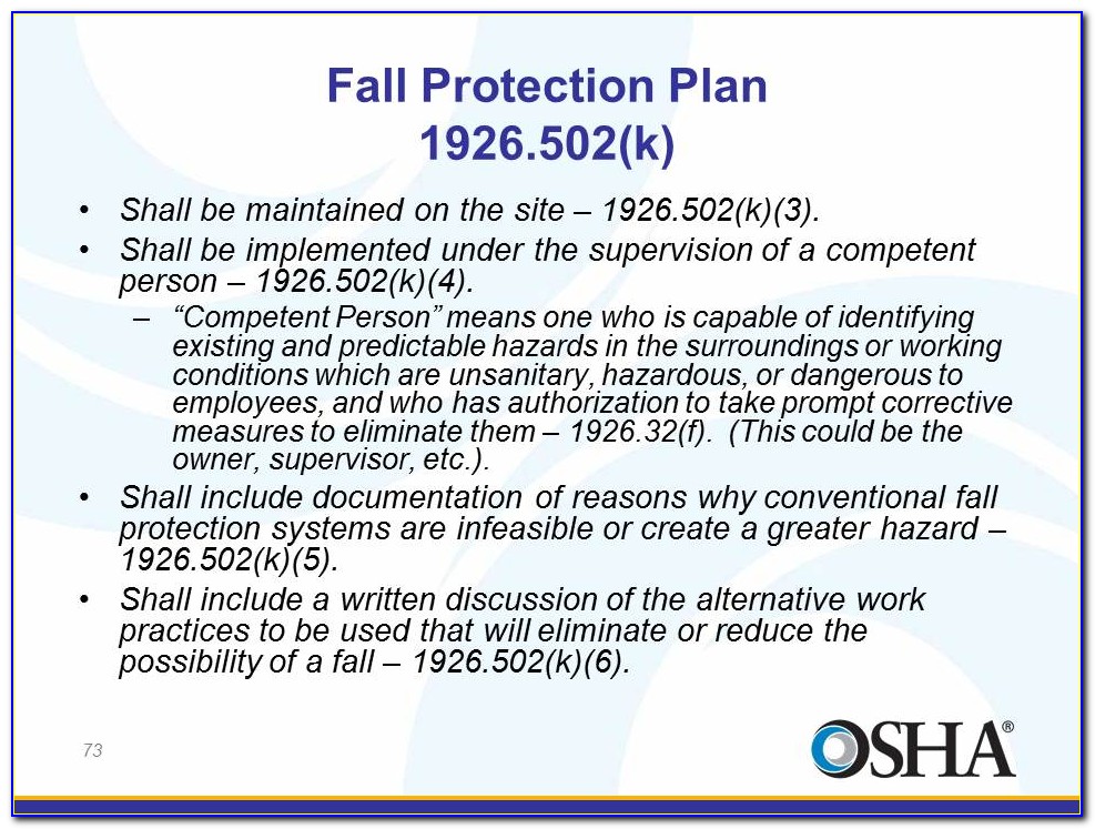 Cal/Osha Fall Protection Plan Template