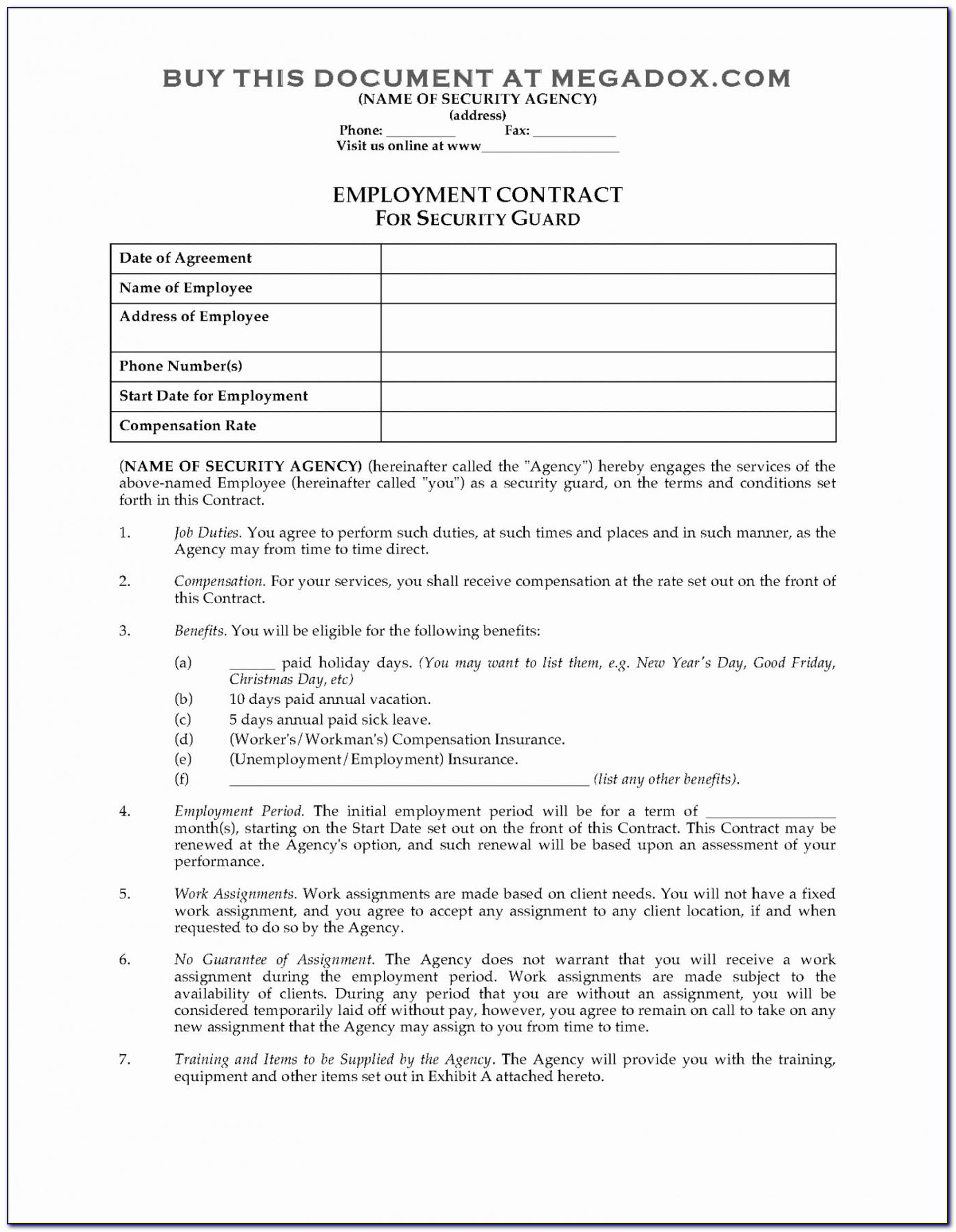 Family Caregiver Contract Template
