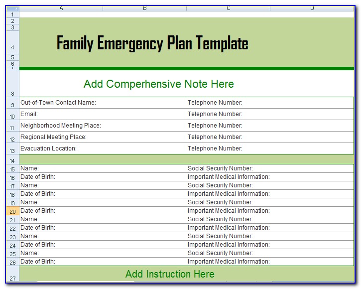 Family Emergency Preparedness Plan Template