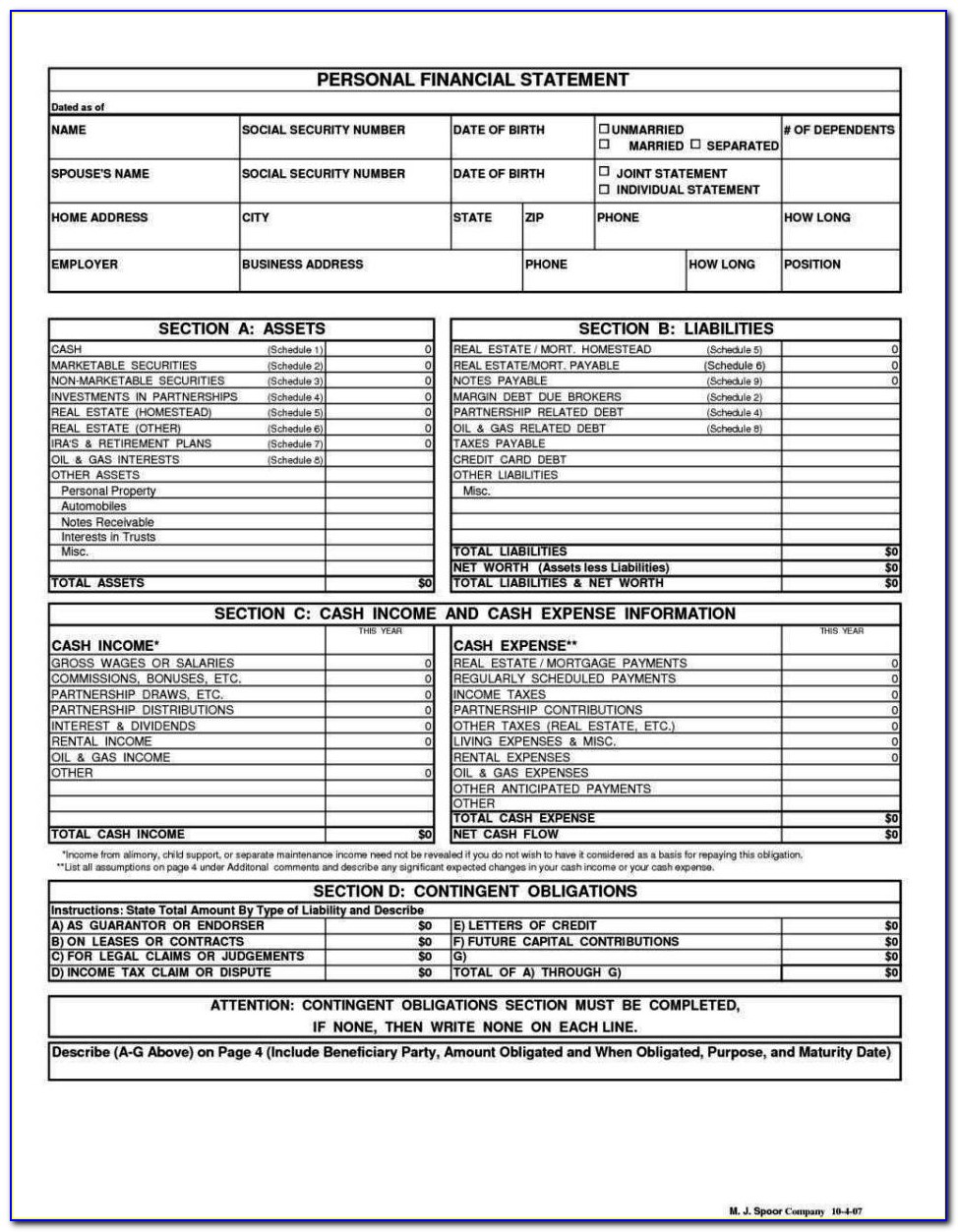 Farm Credit Balance Sheet Form