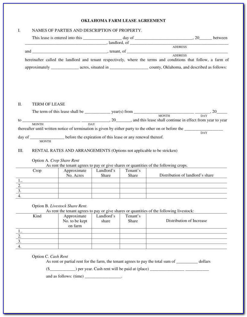 Farm Land Lease Agreement Template Free