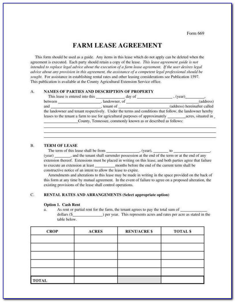 Farm Land Lease Contract Forms