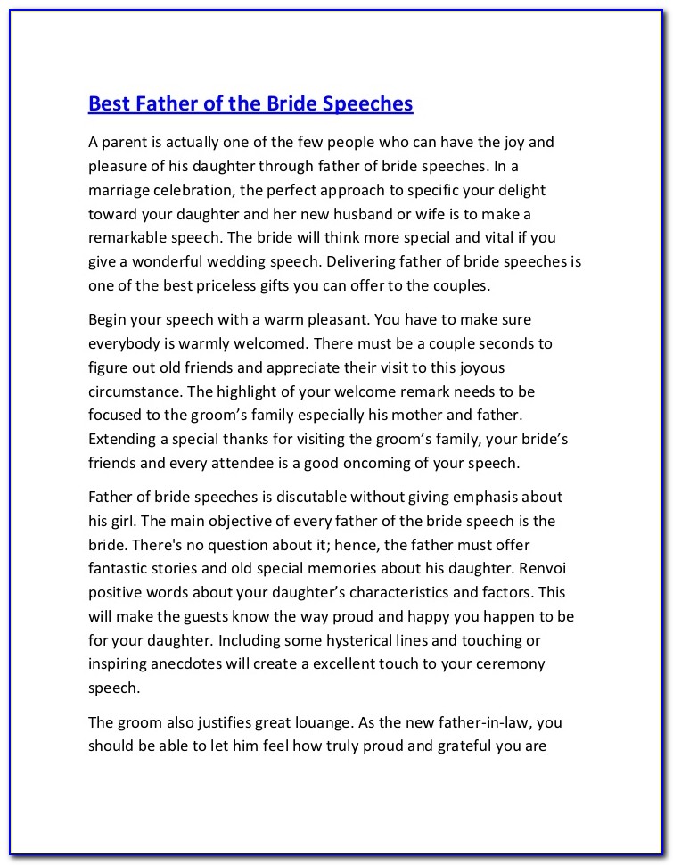 Father Of The Bride Speech Examples Uk