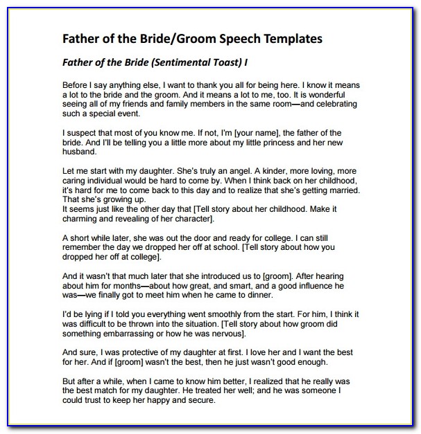 Father Of The Bride Wedding Speech Examples
