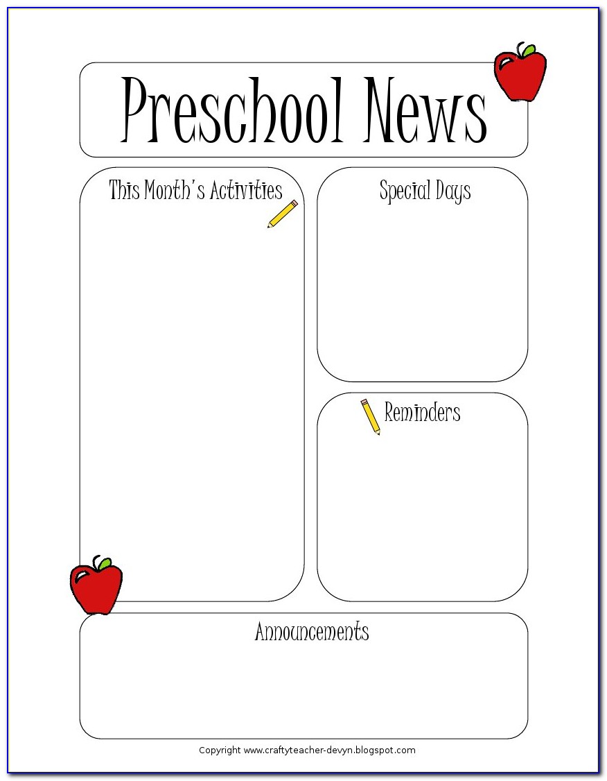 February Newsletter Template For Preschool