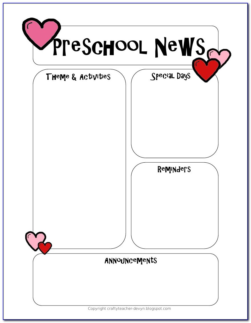 February Preschool Newsletter Template