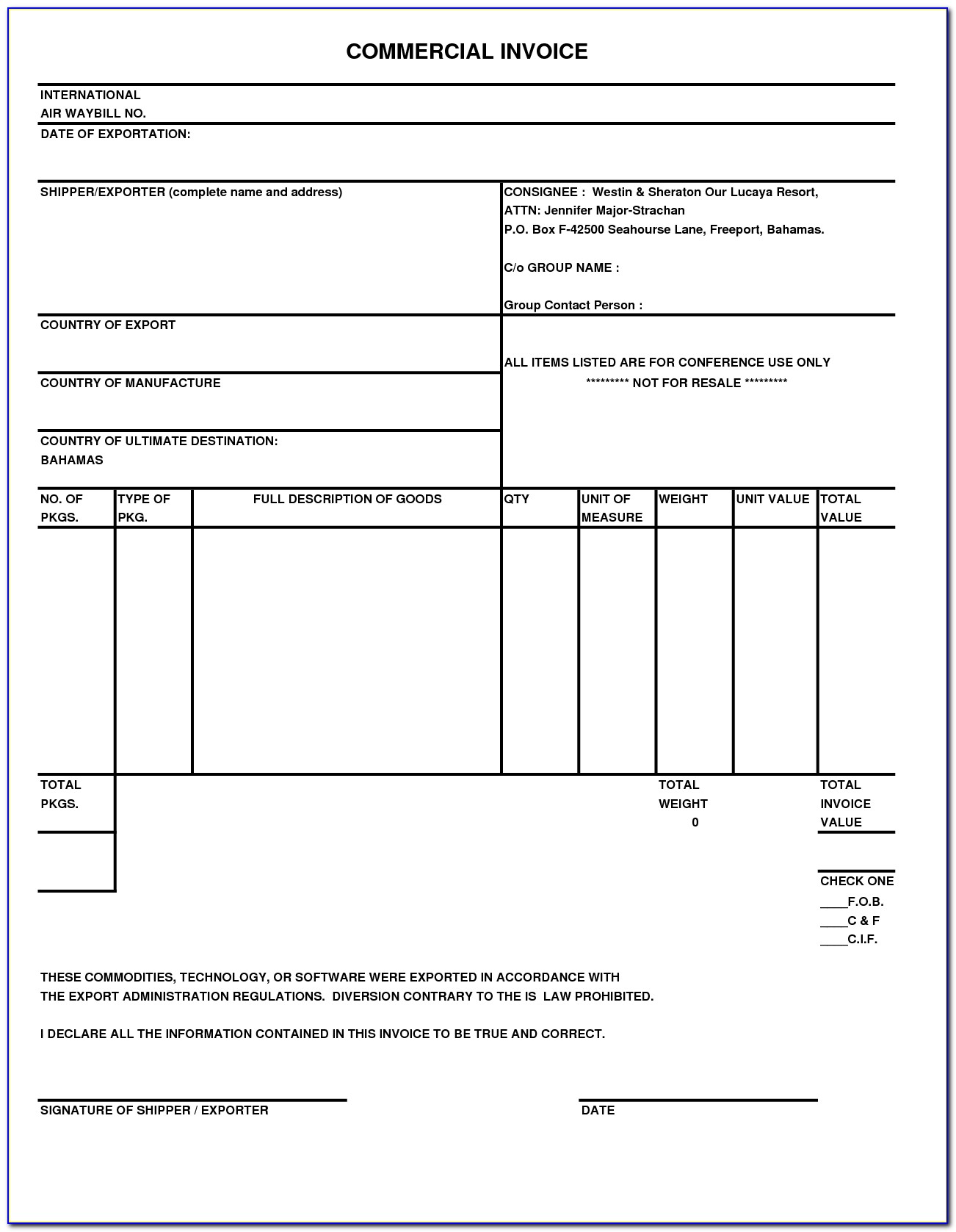 Fedex Malaysia Commercial Invoice Template