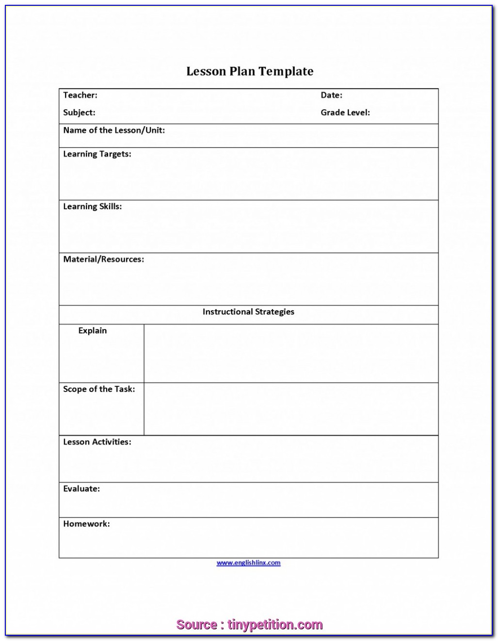 Fillable Lesson Plan Template Free