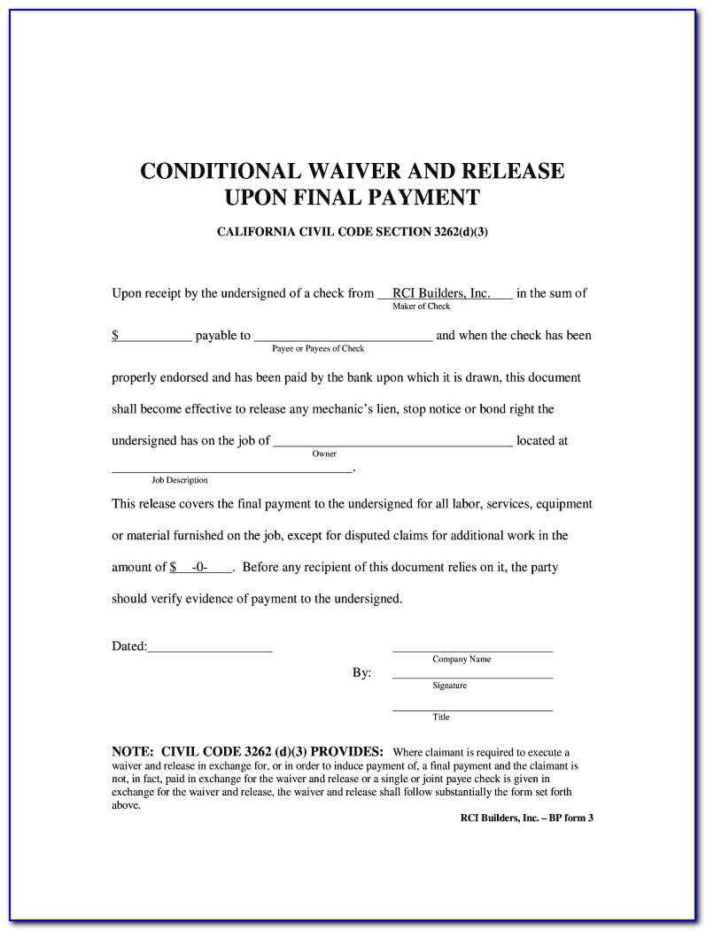 Printable Final Waiver Of Lien Illinois