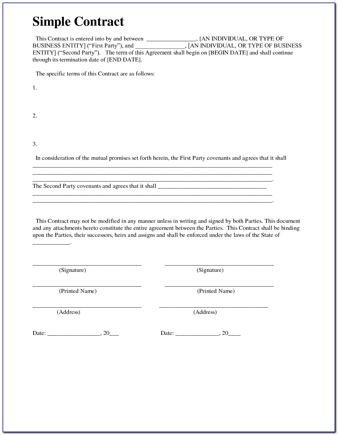Financial Agreement Template Word
