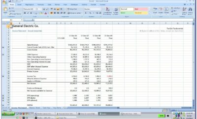 Financial Data Excel Spreadsheet