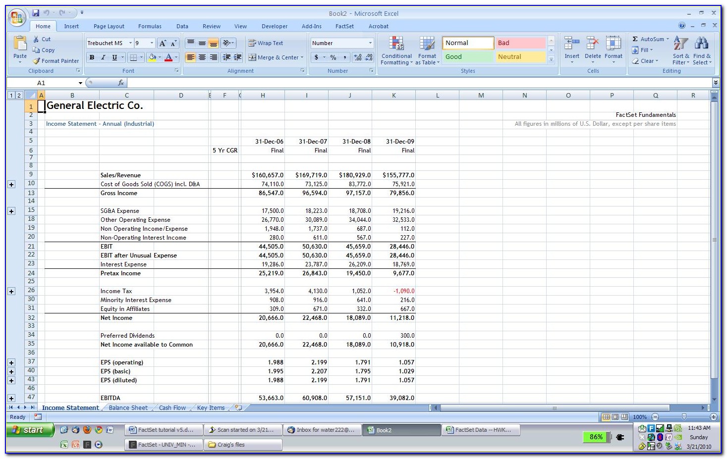 Financial Data Sheet Excel