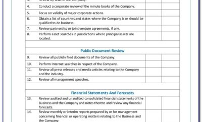 Financial Due Diligence Checklist Template