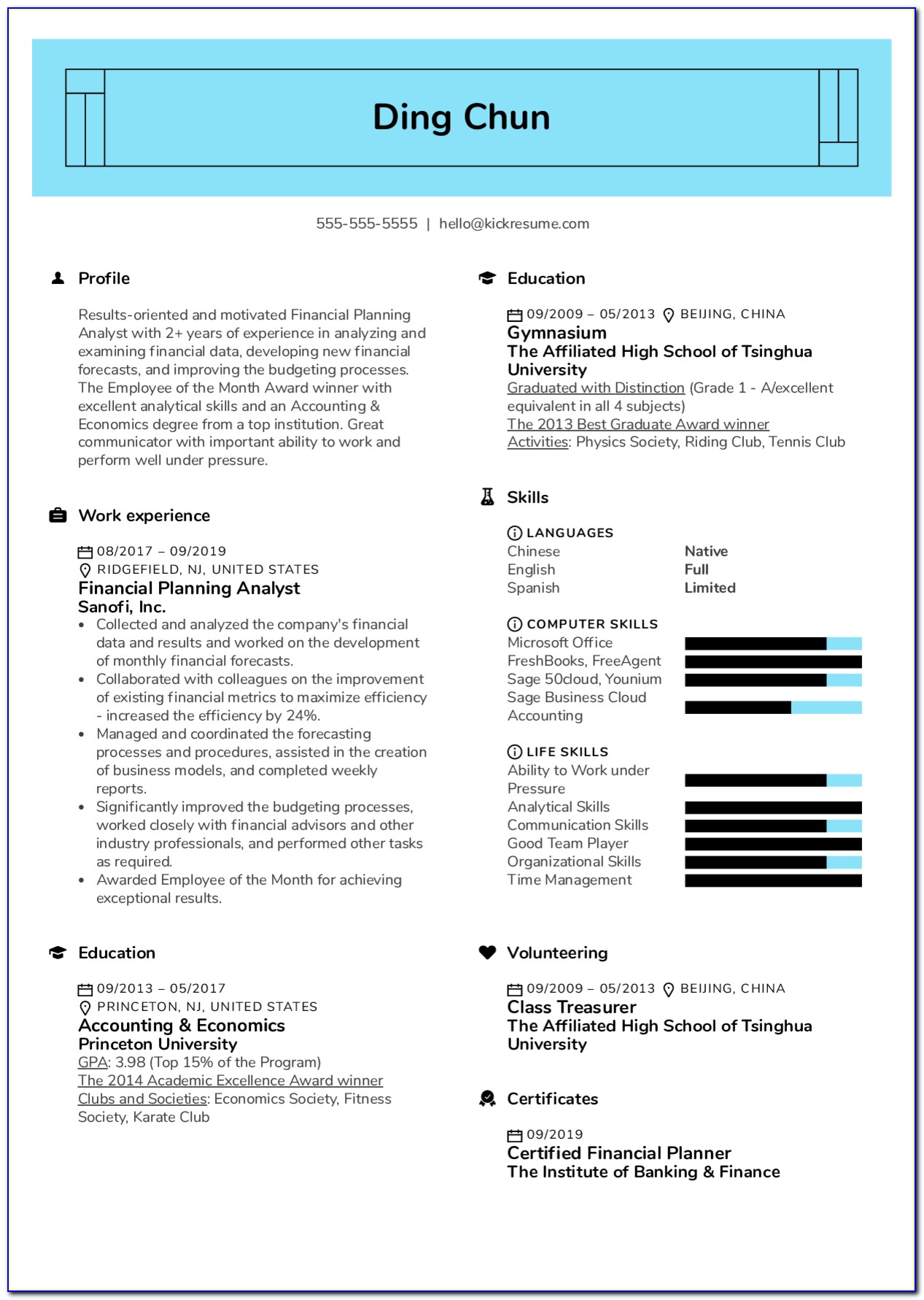 Financial Planner Resume Template