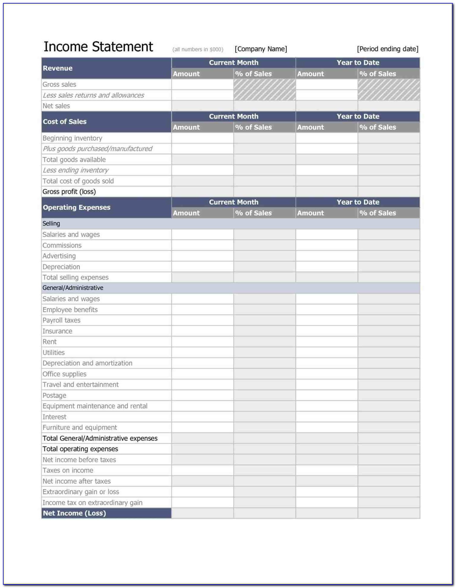 Financial Reporting Template Excel