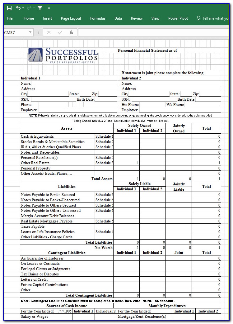 Financial Statement Sample Excel