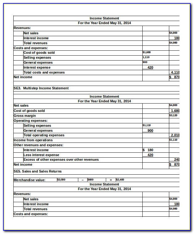 Financial Statement Template Excel Free