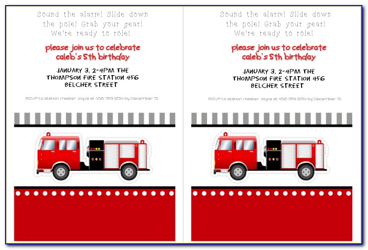 Fire Truck Party Invitation Template