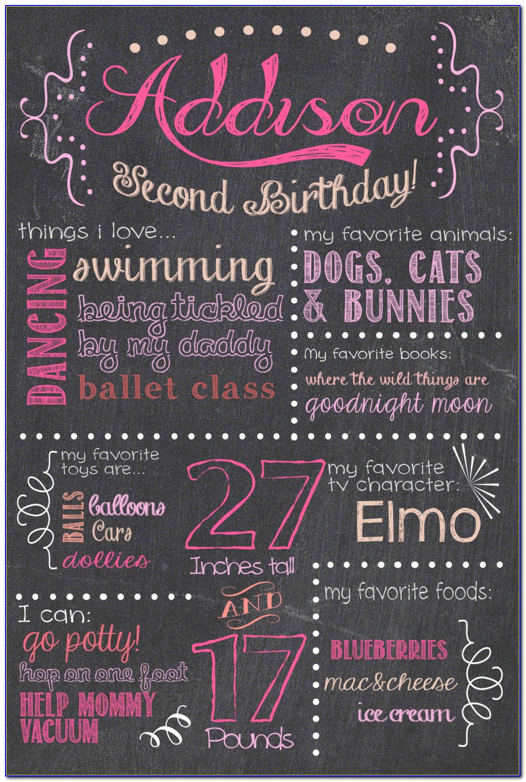 First Birthday Chalkboard Poster Template