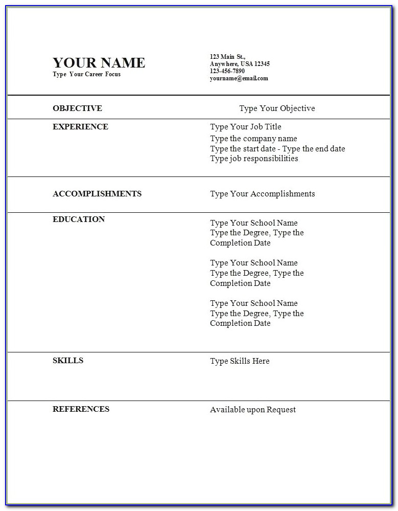 First Resume Template No Experience