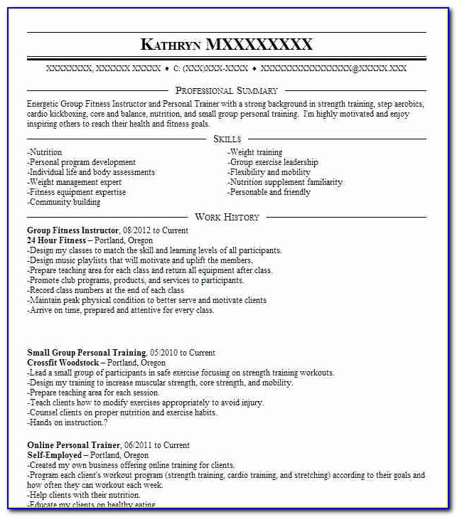 Fitness Instructor Resume Template