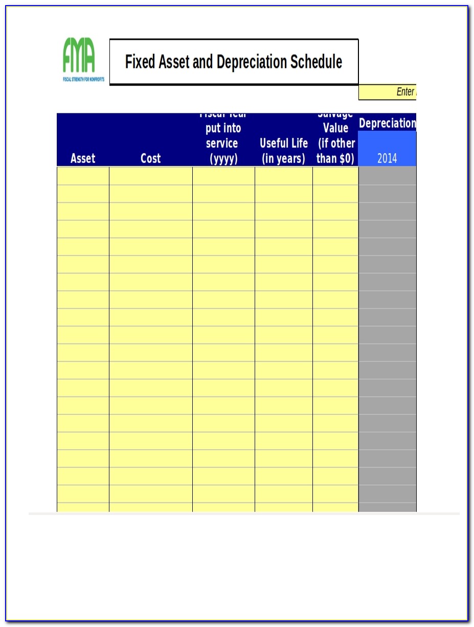 Fixed Asset Lead Schedule Template