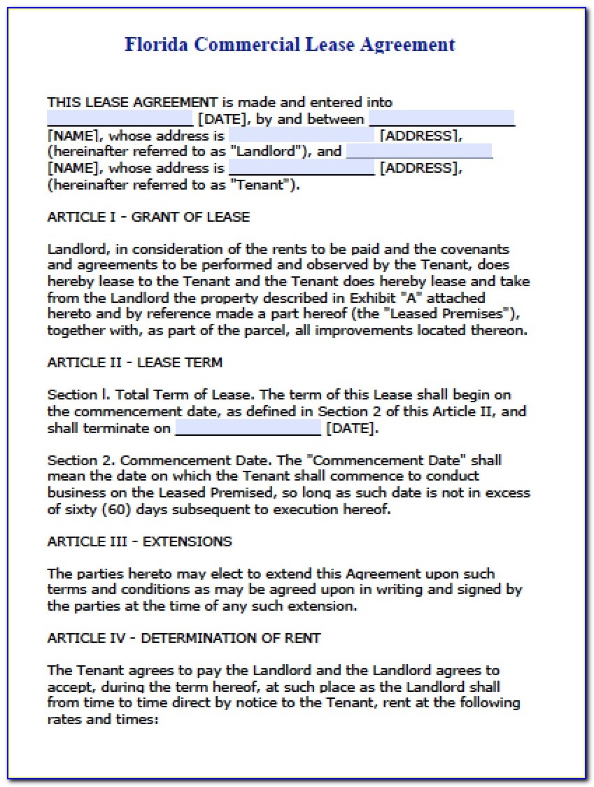 Florida Commercial Real Estate Purchase Agreement Form