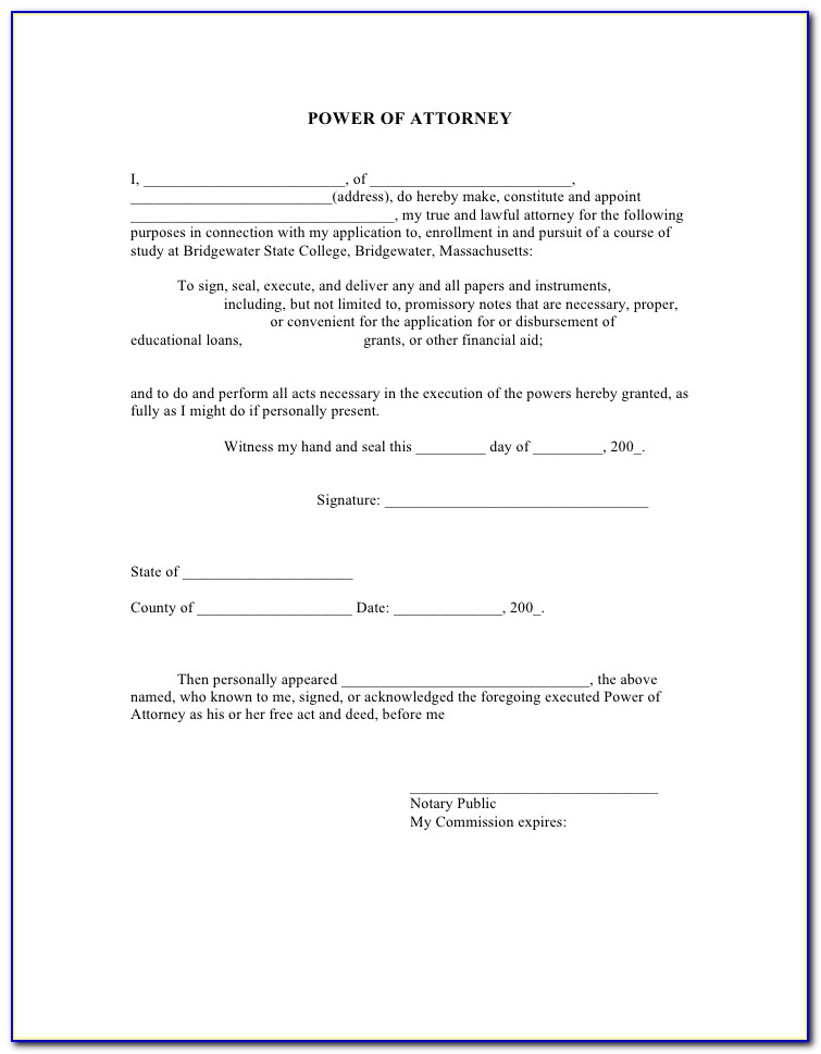 Florida Financial Power Of Attorney Template