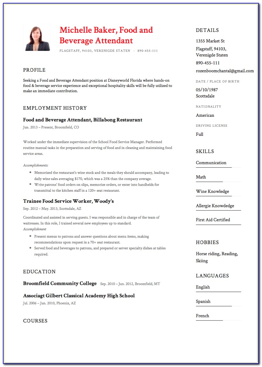 Food And Beverage Director Resume Templates