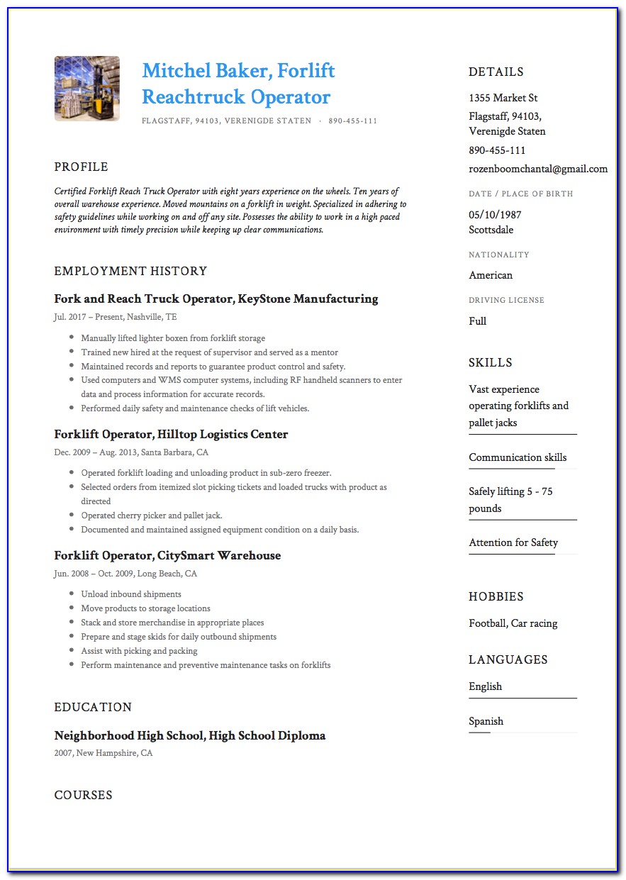 Food And Beverage Resume Template