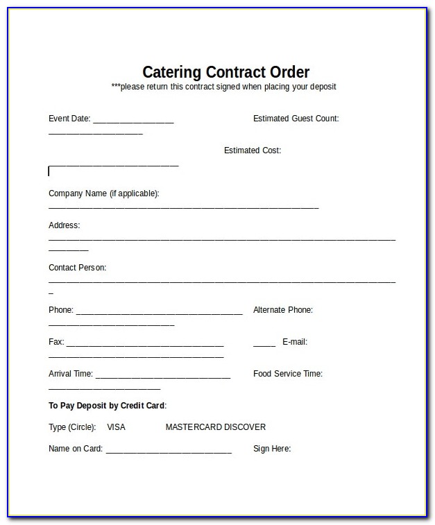 Food Catering Contract Sample