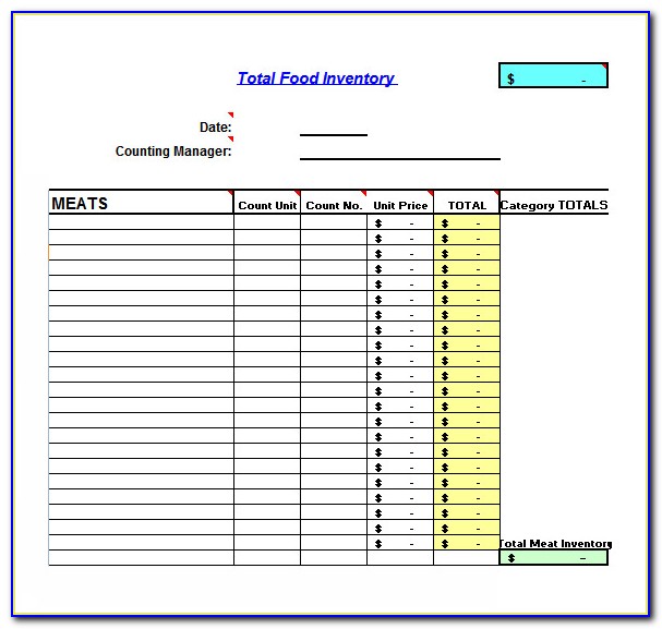 Food Stock Inventory Template