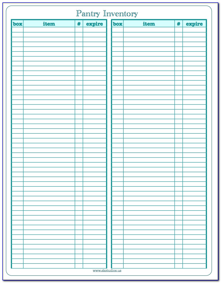 Food Storage Inventory Sheet Template