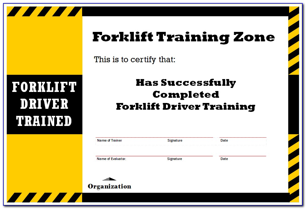 Forklift Certificate Template Pdf