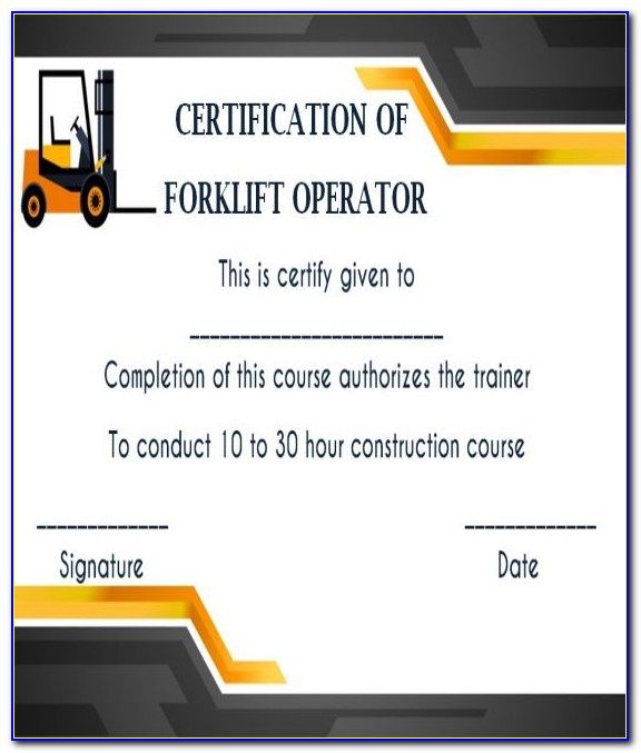 Forklift Certification Card Template Free