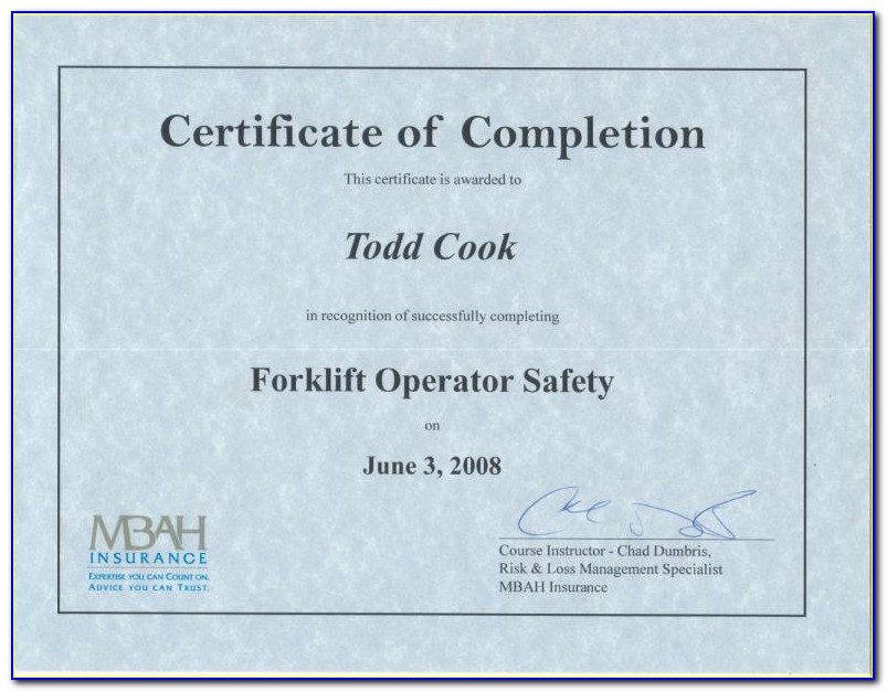 Forklift Certification Wallet Card Template Free