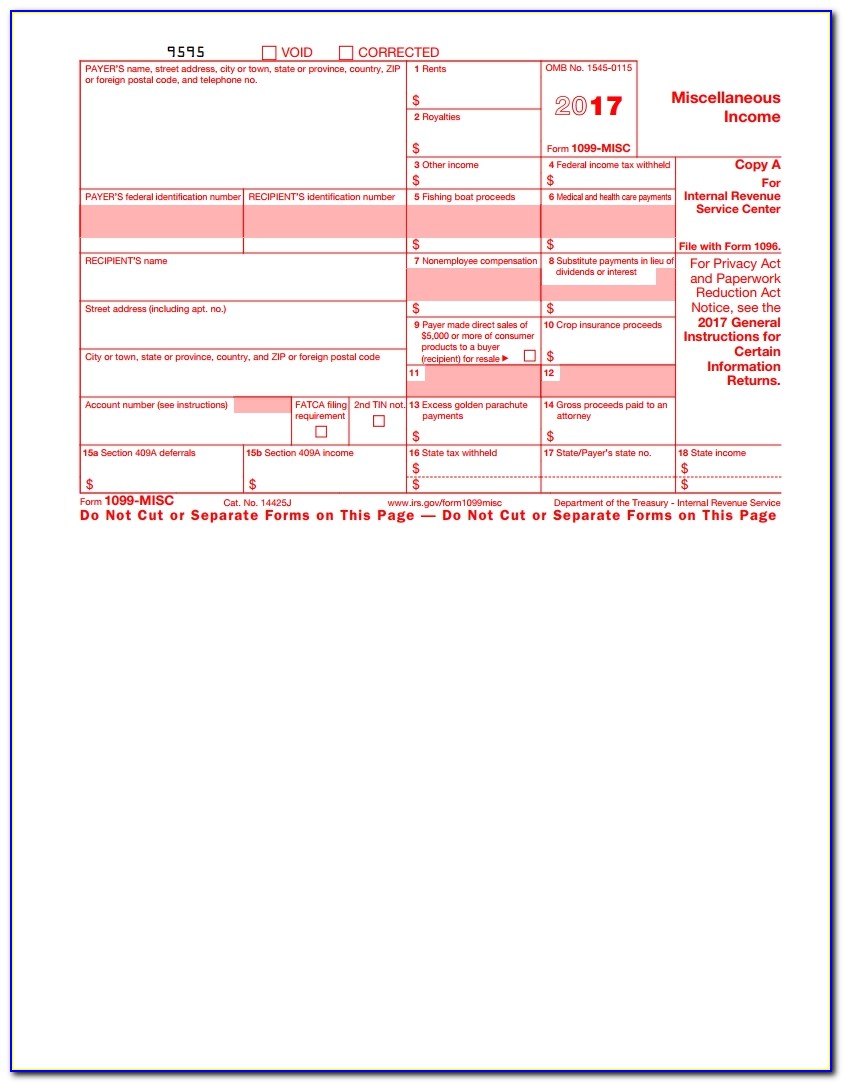 Form 1099 Misc Template Free