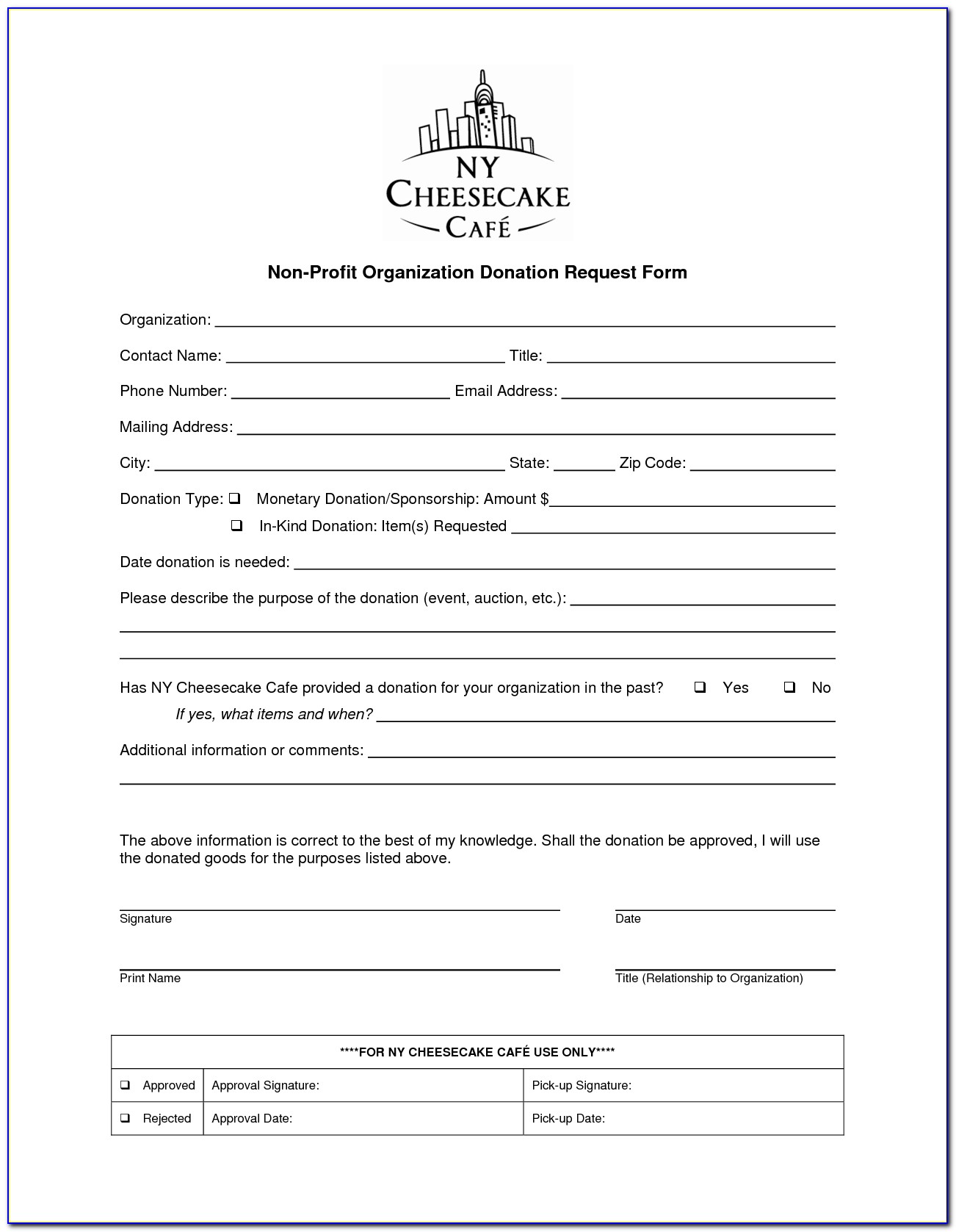 Form Letter For Non Profit Donations