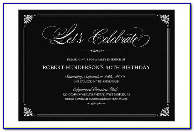 Formal Birthday Invitation Card Template