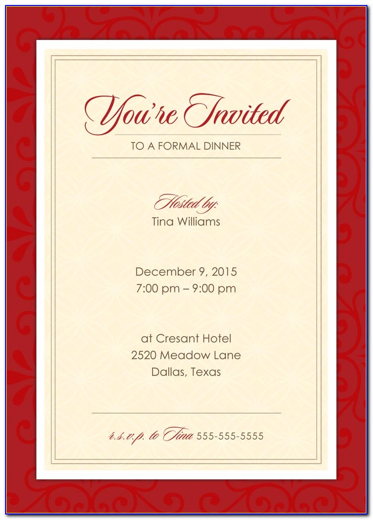 Formal Dinner Invitation Cards