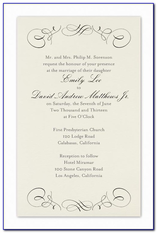 Formal Wedding Invitation Wording Templates