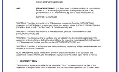 Franchise Agreement Format India