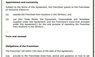 Franchise Agreement Template Pdf