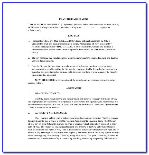 Franchise Contract Sample Pdf