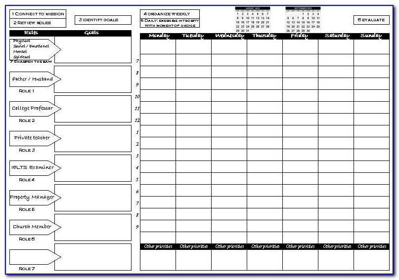Franklin Covey Weekly Planner Template Printable