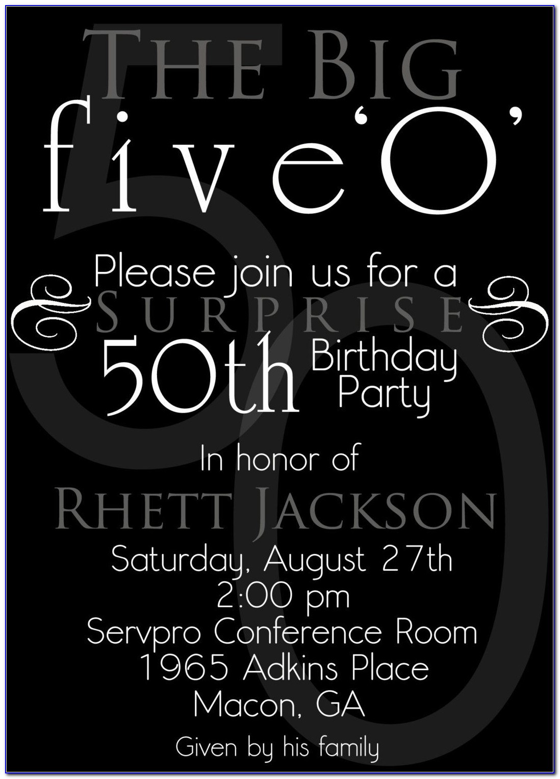 Free 50th Birthday Email Invitation Template