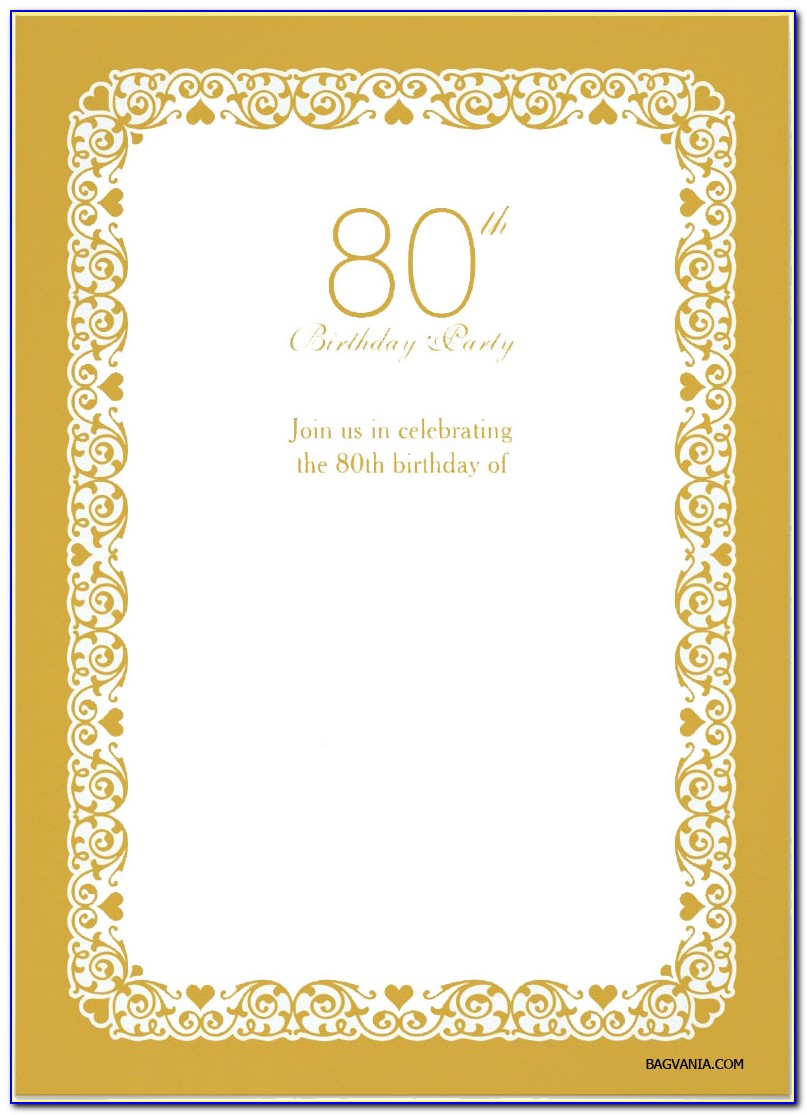 Free 80th Birthday Invitation Template